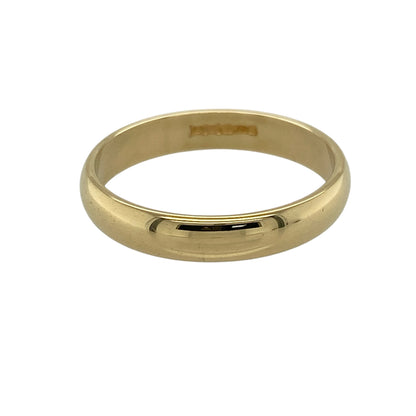 Add timeless elegance to your jewellery collection with this pre-owned 18ct yellow gold wedding band ring—an ideal piece for everyday wear or a classic symbol of commitment.

Design: This ring features a 4mm wide band, offering a traditional and balanced profile that sits comfortably on the finger with a clean and refined look.
Material: Made from 18-carat yellow gold, the polished finish enhances the rich golden tone while maintaining a classic and luxurious appearance.