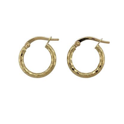 9ct Gold Textured Hoop Creole Earrings