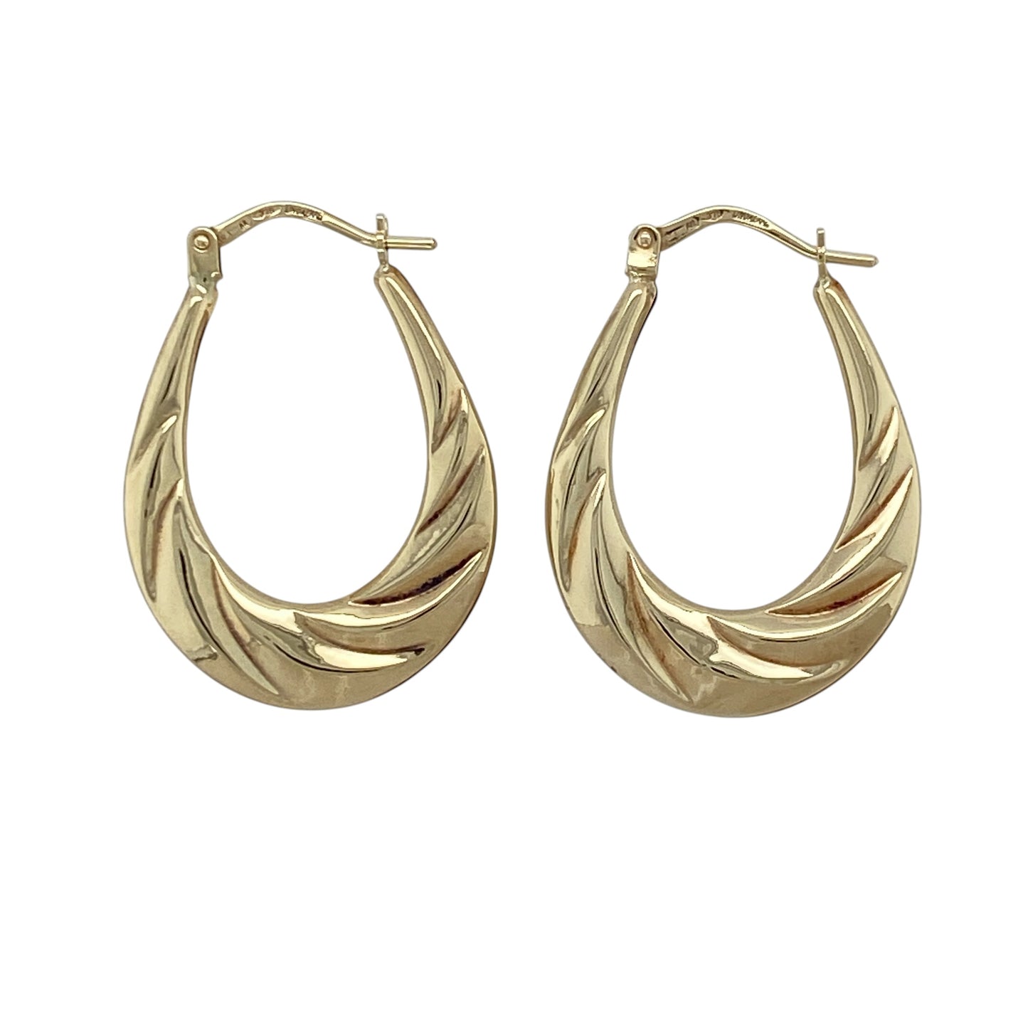 9ct Gold Twisted Oval Creole Earrings