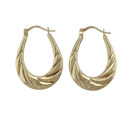 9ct Gold Twisted Oval Creole Earrings