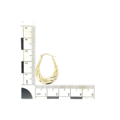 9ct Gold Twisted Oval Creole Earrings