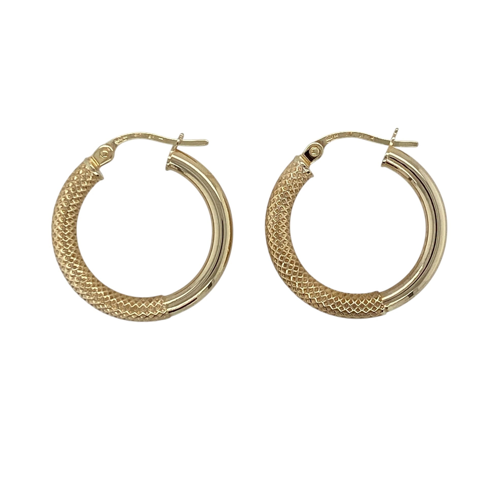 9ct Gold Textured Hoop Creole Earrings