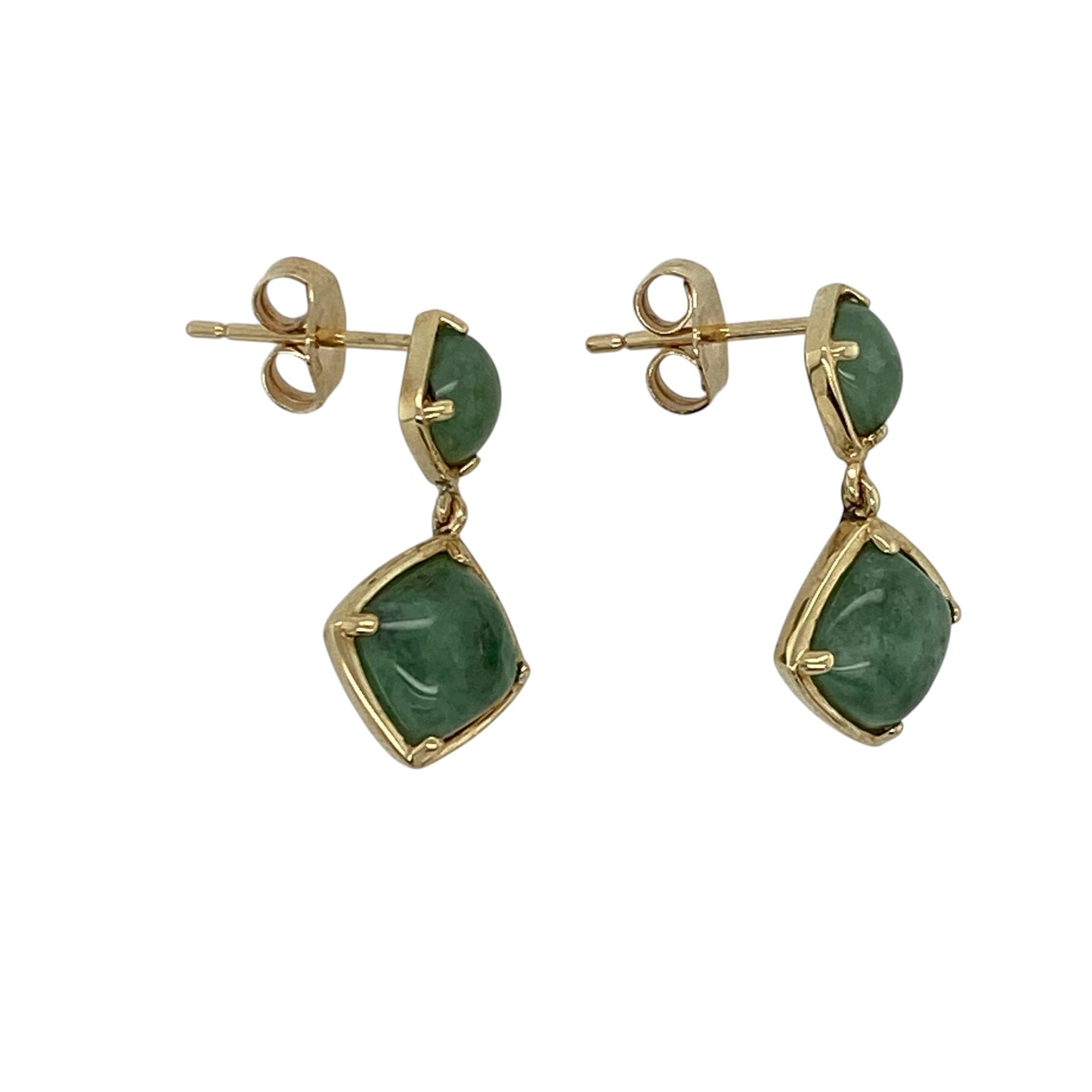 9ct Gold & Jade Set Drop Earrings