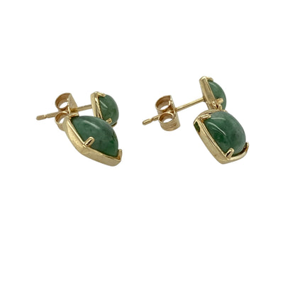 Add a touch of natural elegance to your jewellery collection with these pre-owned 9ct yellow gold jade set drop earrings—an eye-catching and timeless choice perfect for any occasion.

Design: These drop earrings feature two jade stones in each earring, with a 5mm stone at the top and a larger 7mm stone suspended below, creating a graceful and balanced look with gentle movement.
