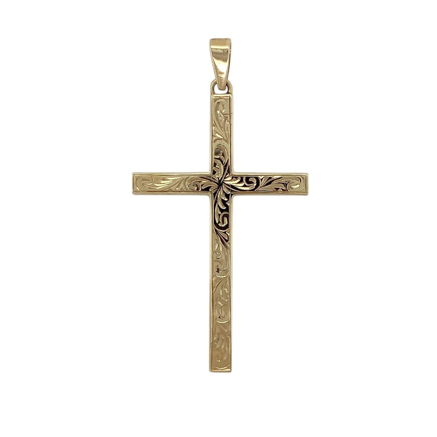9ct Solid Gold Patterned Cross Pendant
