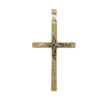 9ct Solid Gold Patterned Cross Pendant