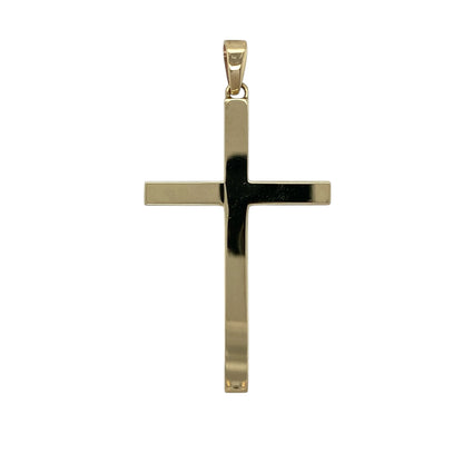 Make a bold and meaningful statement with this pre-owned 9ct yellow gold large patterned cross pendant—an eye-catching piece with timeless appeal.

Design: This pendant features a substantial cross design with an intricate patterned finish, adding depth and texture that catches the light beautifully.
Material: Made from solid 9-carat yellow gold, the polished finish enhances the rich golden tone while highlighting the detailed pattern.