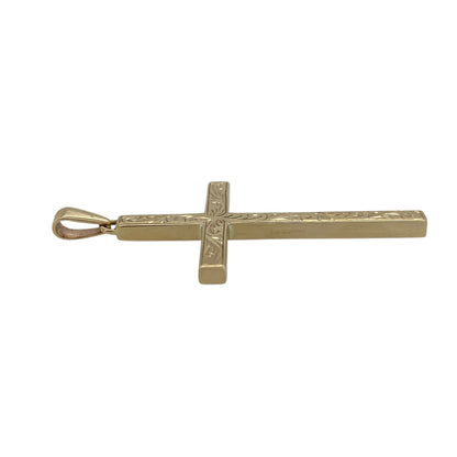 9ct Solid Gold Patterned Cross Pendant