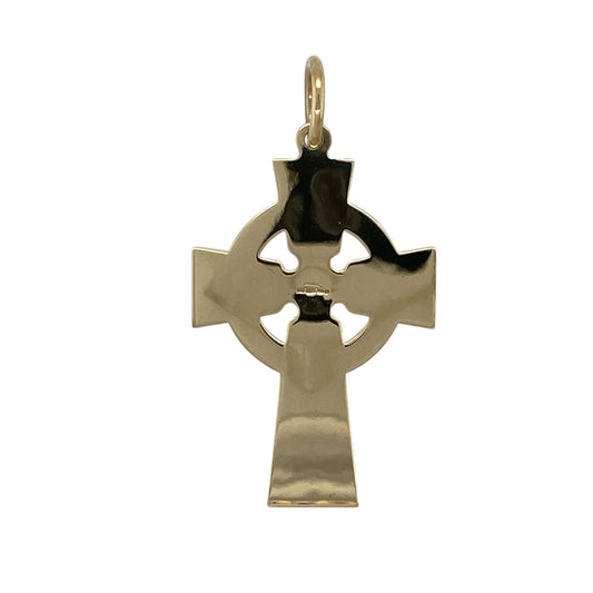 Add a touch of heritage and timeless symbolism to your jewellery collection with this pre-owned 9ct yellow gold patterned Celtic cross pendant—an elegant and meaningful piece perfect for everyday wear.

Design: This pendant features a traditional Celtic cross design with a decorative patterned finish, combining intricate detailing with a classic and recognisable shape.
Material: Made from 9-carat yellow gold, the polished finish enhances the rich golden tone while highlighting the detailed pattern.