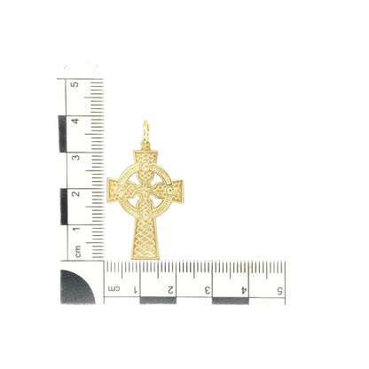 9ct Gold Patterned Celtic Cross Pendant