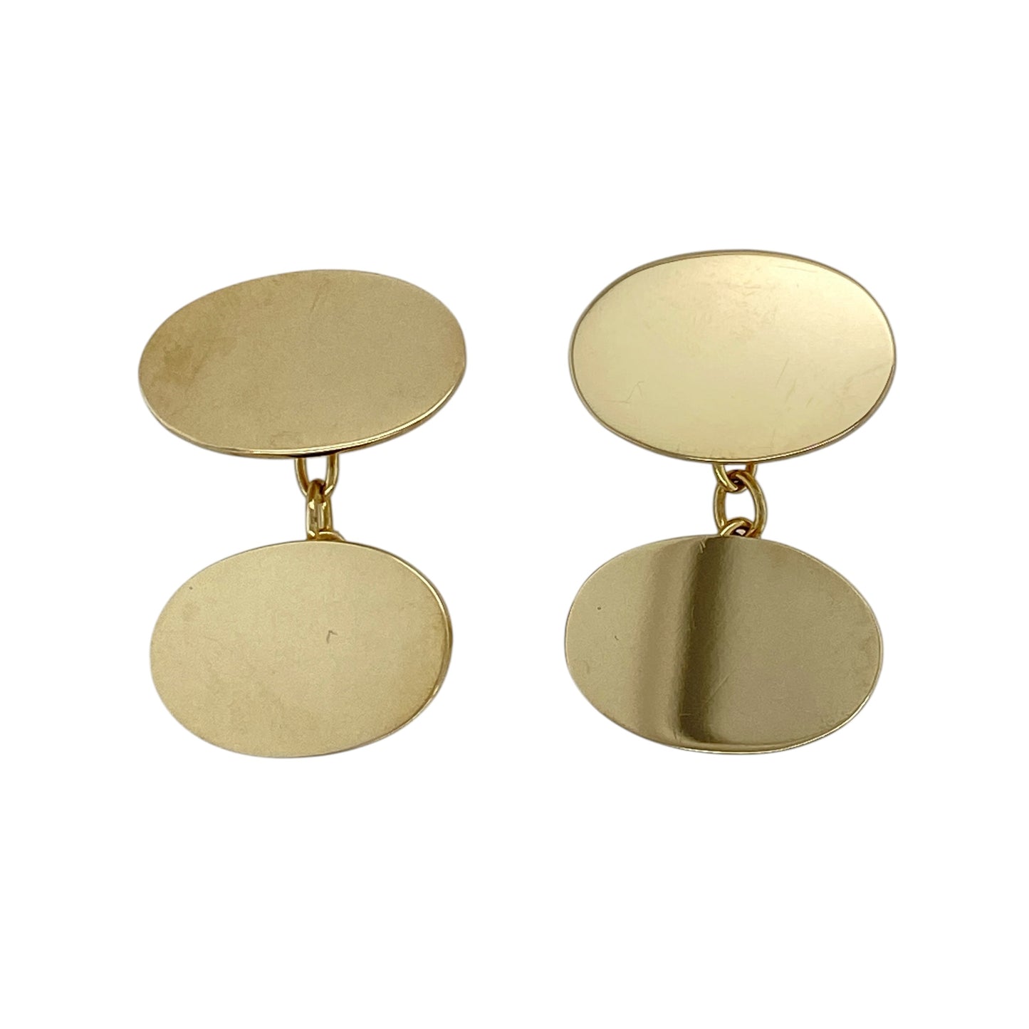 9ct Gold Plain Oval Cufflinks
