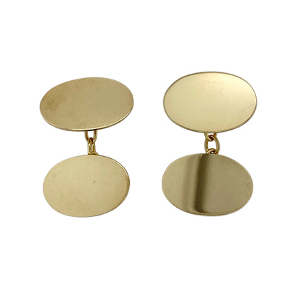 9ct Gold Plain Oval Cufflinks