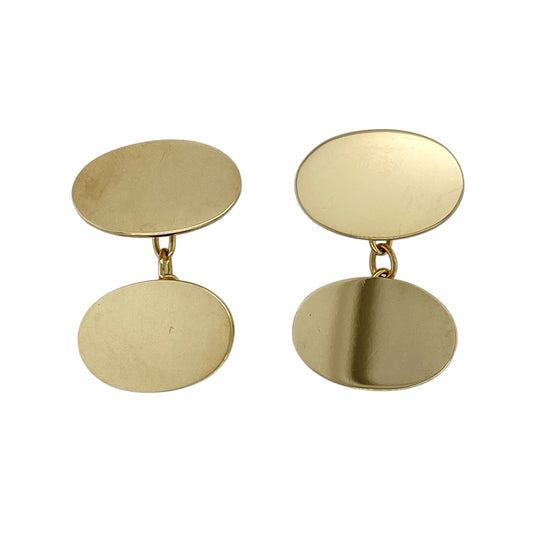 9ct Gold Plain Oval Cufflinks