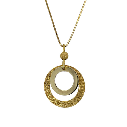 9ct Gold Sparkle Double Circle Drop 18" Necklace