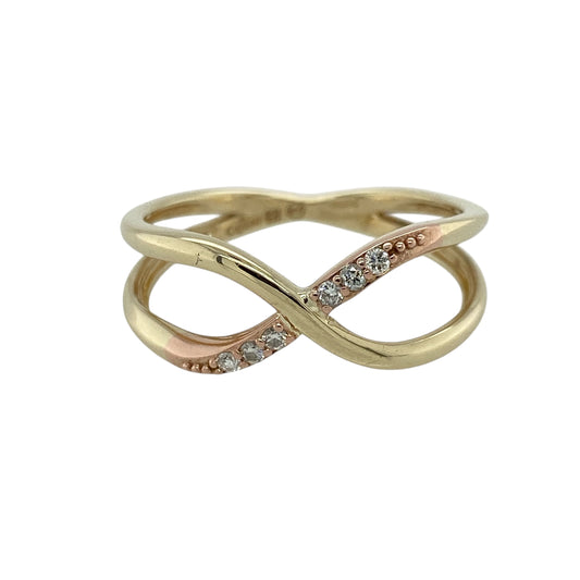 9ct Gold & Diamond Set Clogau Crossover Ring
