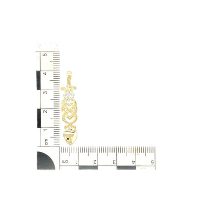 9ct Gold & Diamond Set Welsh Three Feathers Heart Lovespoon Pendant