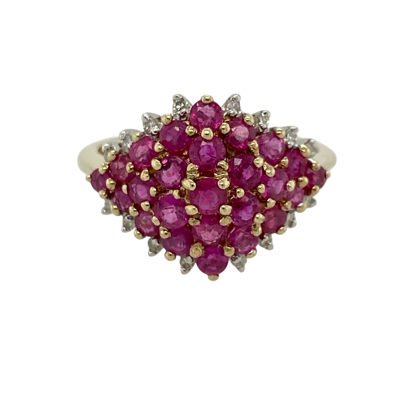 9ct Gold Diamond & Ruby Set Cluster Ring
