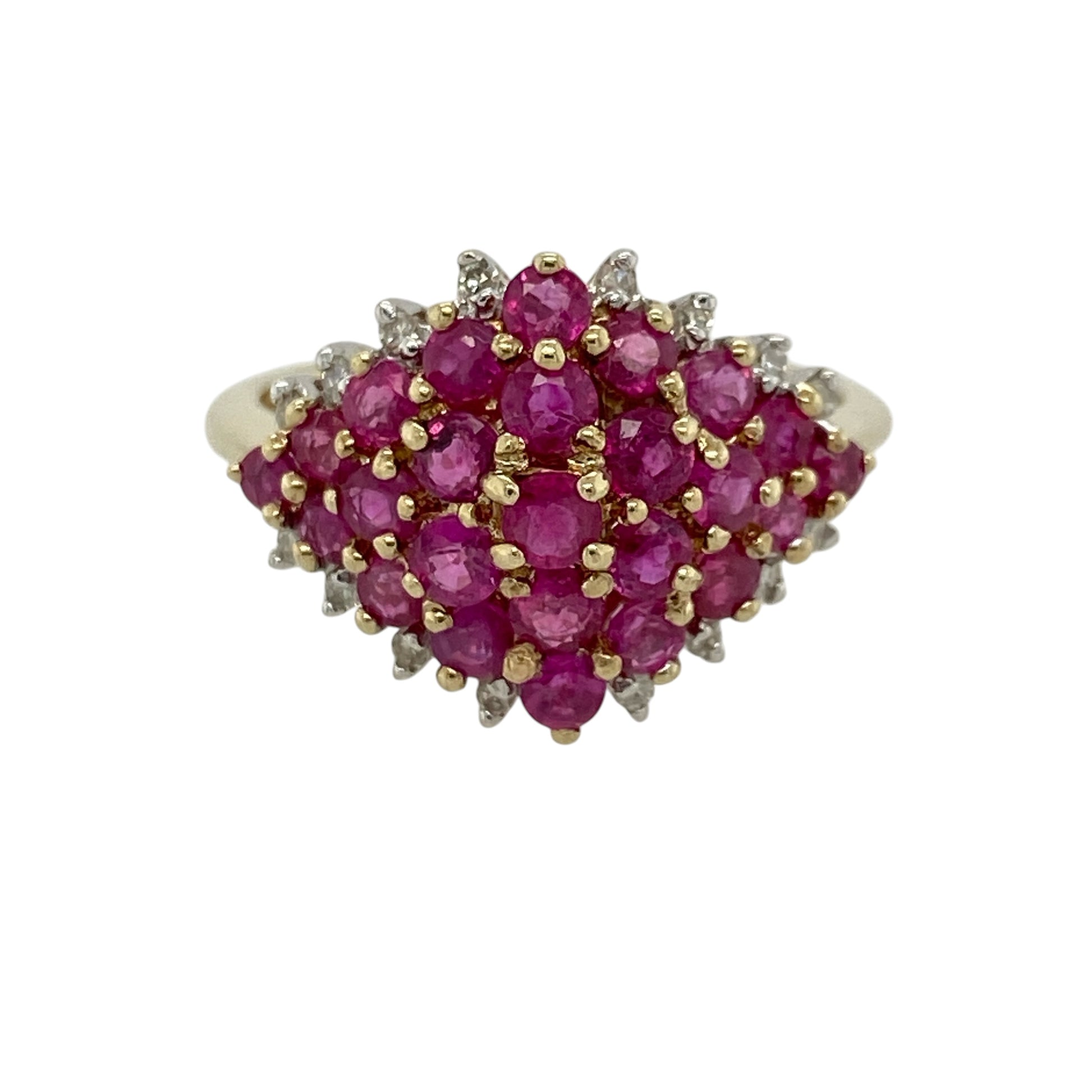 9ct Gold Diamond & Ruby Set Cluster Ring