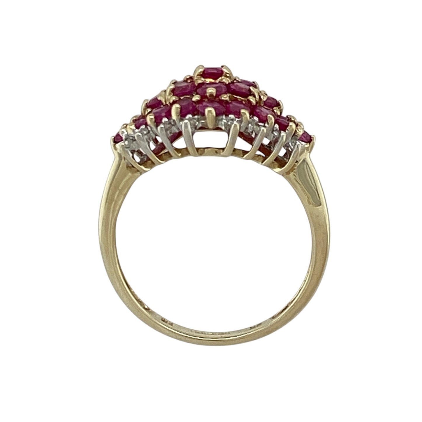 9ct Gold Diamond & Ruby Set Cluster Ring