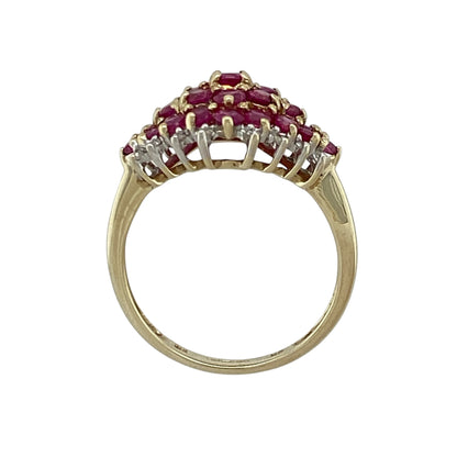 9ct Gold Diamond & Ruby Set Cluster Ring