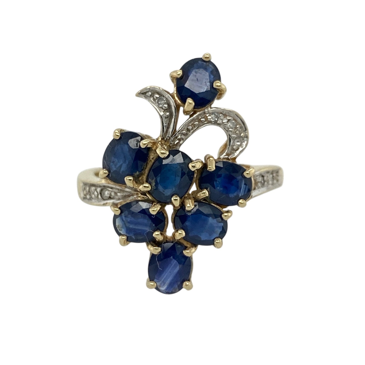 9ct Gold Diamond & Sapphire Set Cluster Ring