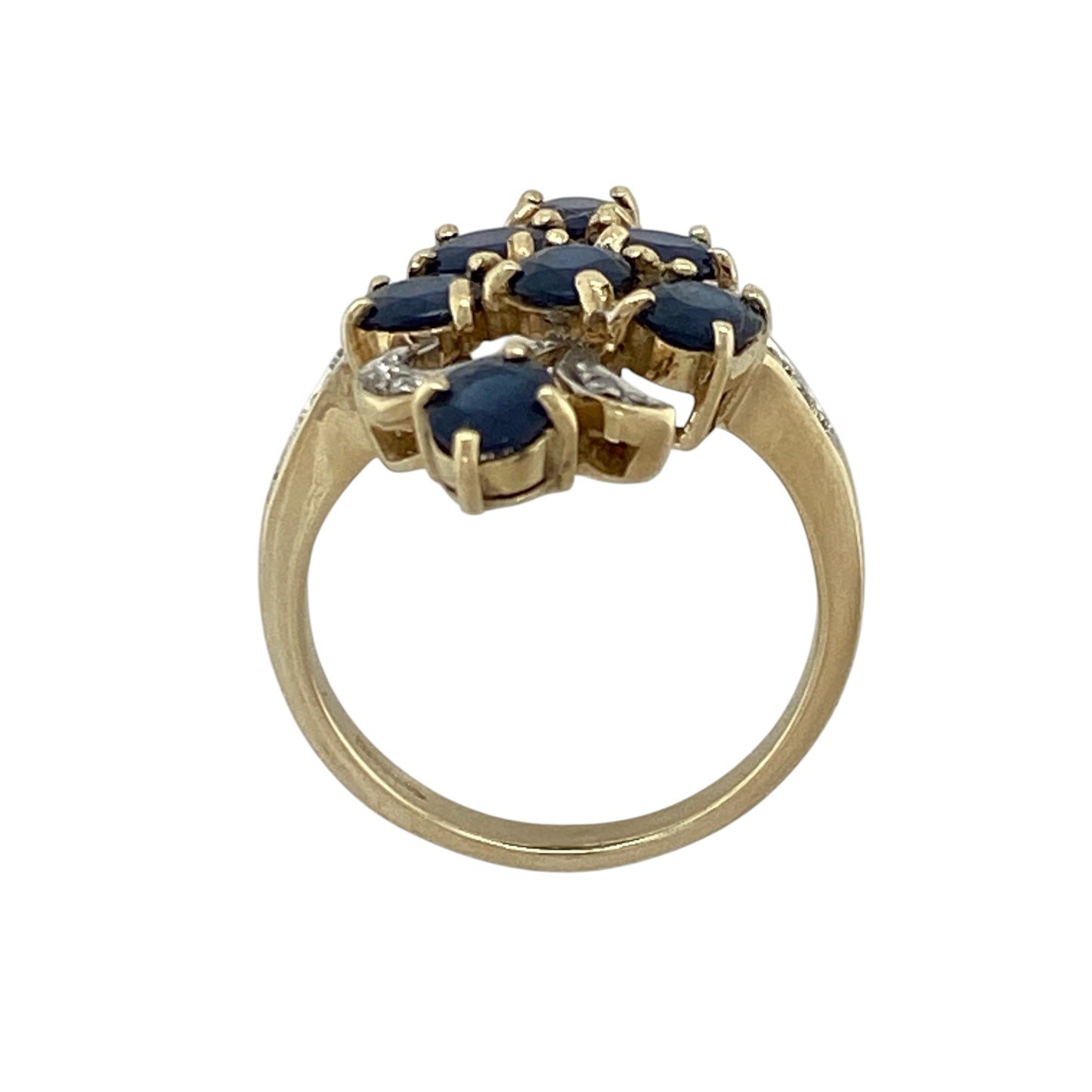 9ct Gold Diamond & Sapphire Set Cluster Ring