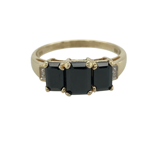 9ct Gold Diamond & Sapphire Set Trilogy Ring
