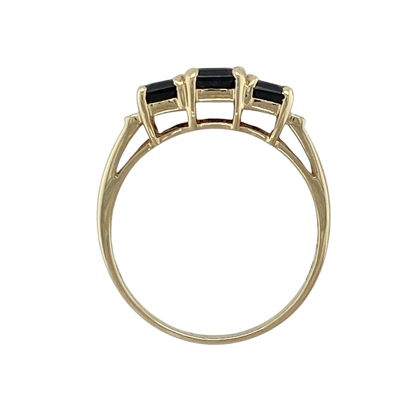 9ct Gold Diamond & Sapphire Set Trilogy Ring