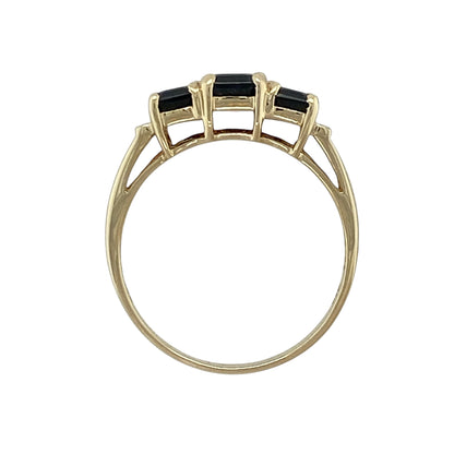 9ct Gold Diamond & Sapphire Set Trilogy Ring