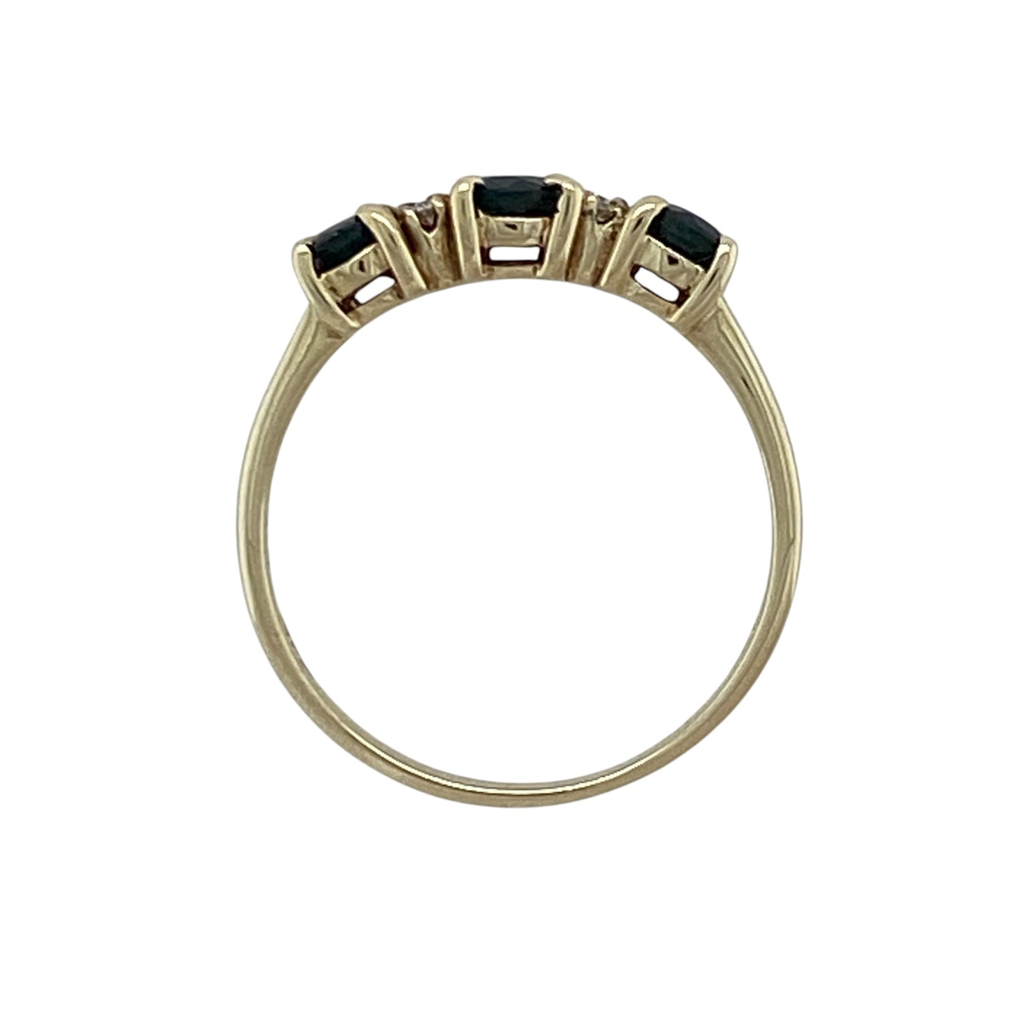 9ct Gold Diamond & Sapphire Set Trilogy Ring