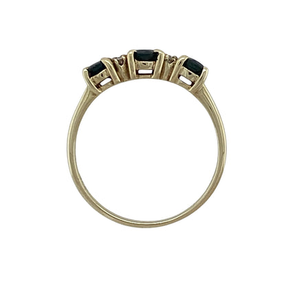 9ct Gold Diamond & Sapphire Set Trilogy Ring