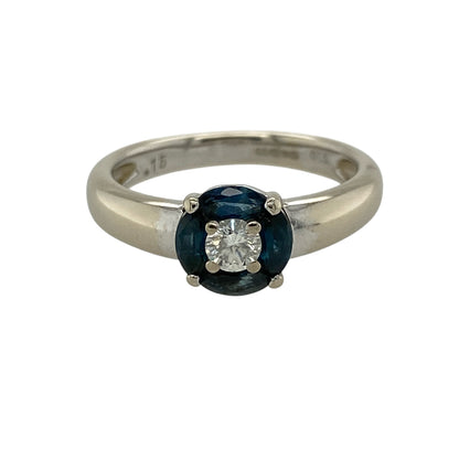 18ct White Gold Diamond & Sapphire Set Cluster Ring