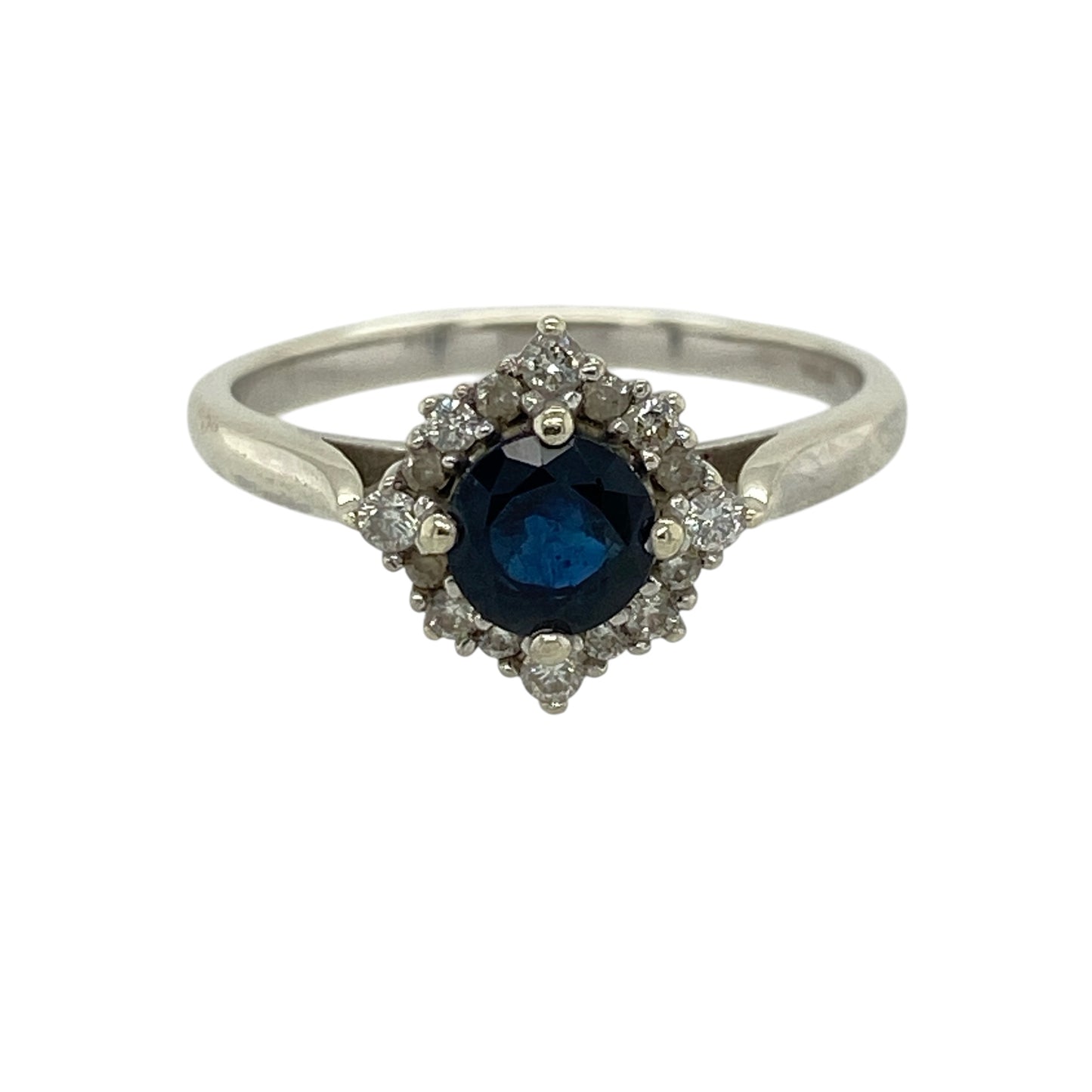 9ct White Gold Diamond & Sapphire Set Cluster Ring