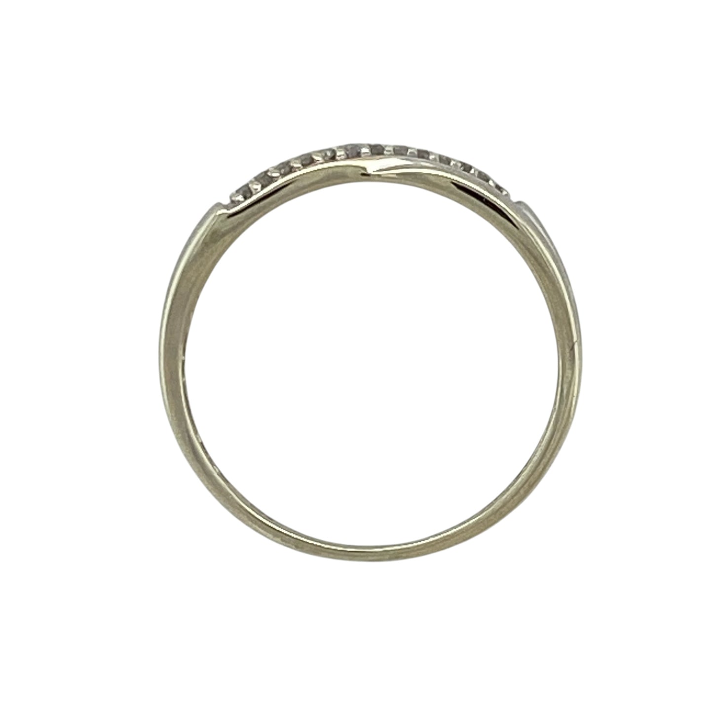 9ct White Gold & Diamond Set Crossover Band Ring