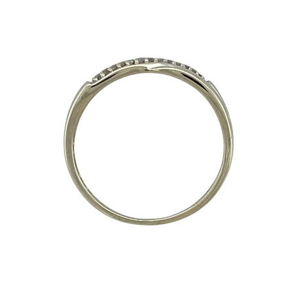 9ct White Gold & Diamond Set Crossover Band Ring