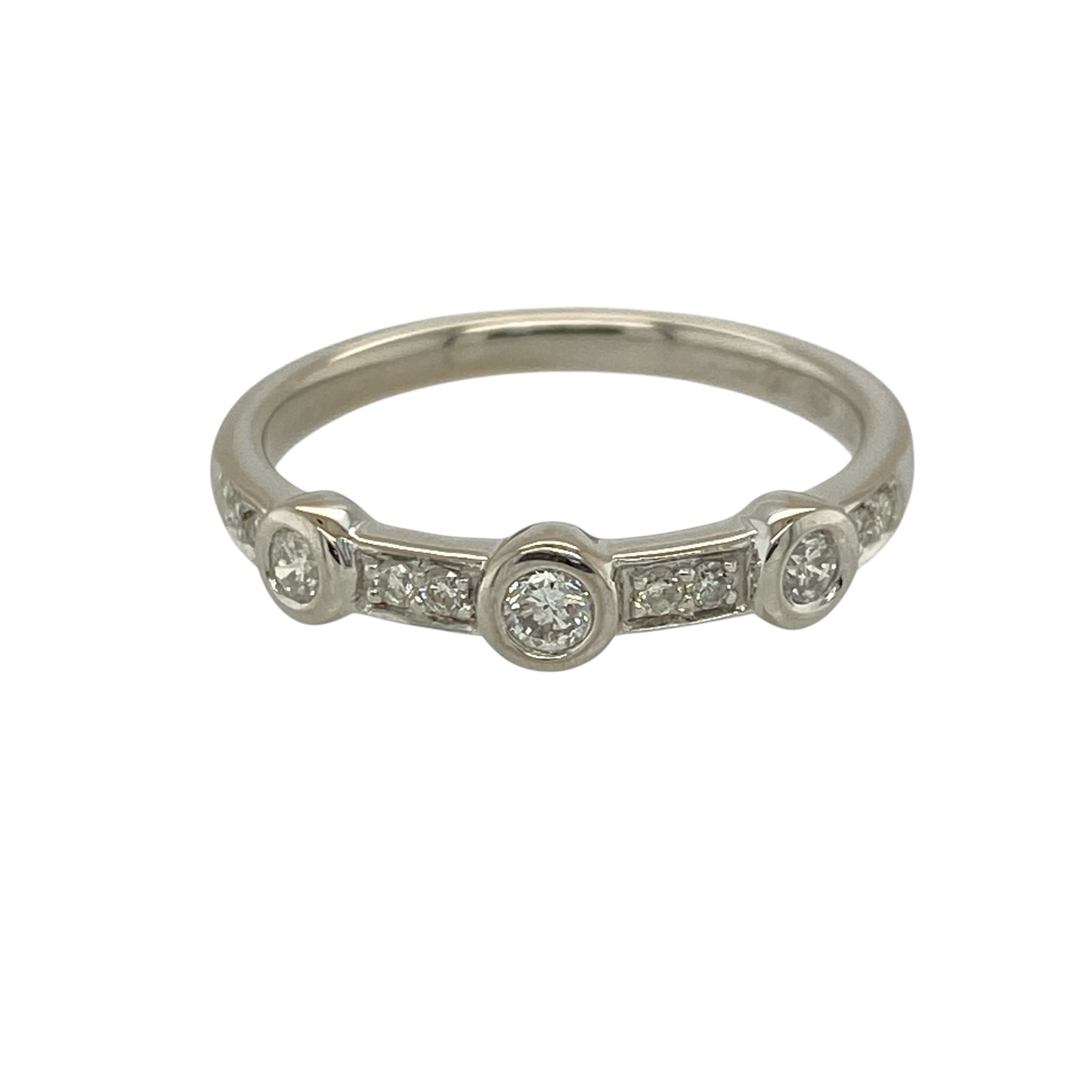 18ct White Gold & Diamond Set Bubble Band Ring