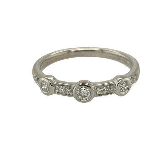 18ct White Gold & Diamond Set Bubble Band Ring