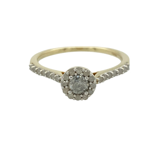 9ct Gold & Diamond Set Halo Ring