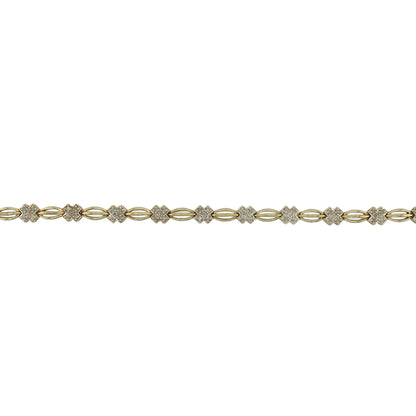 9ct Gold & Diamond Set Kiss Link 7" Bracelet