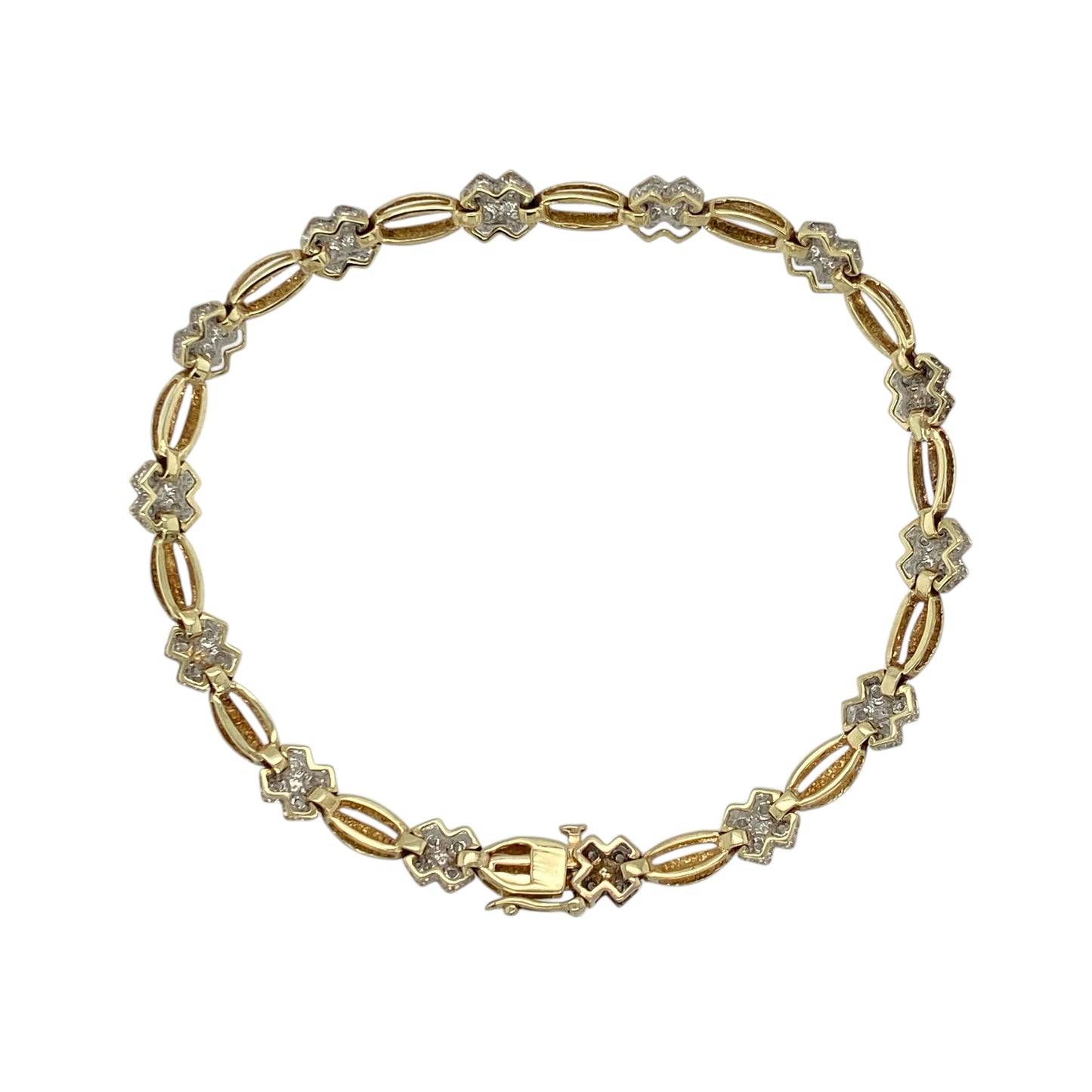9ct Gold & Diamond Set Kiss Link 7" Bracelet