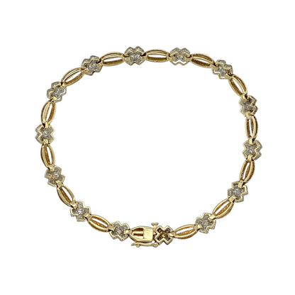 9ct Gold & Diamond Set Kiss Link 7" Bracelet