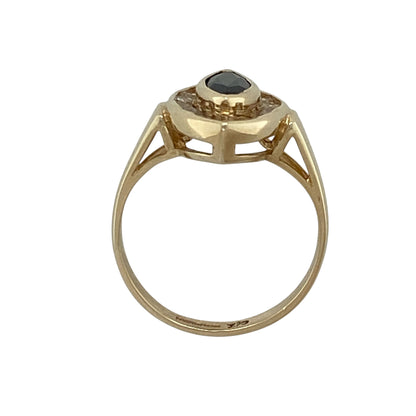 9ct Gold Sapphire & Cubic Zirconia Set Marquise Cluster Ring