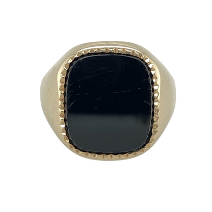 9ct Gold & Onyx Set Rectangle Signet Ring