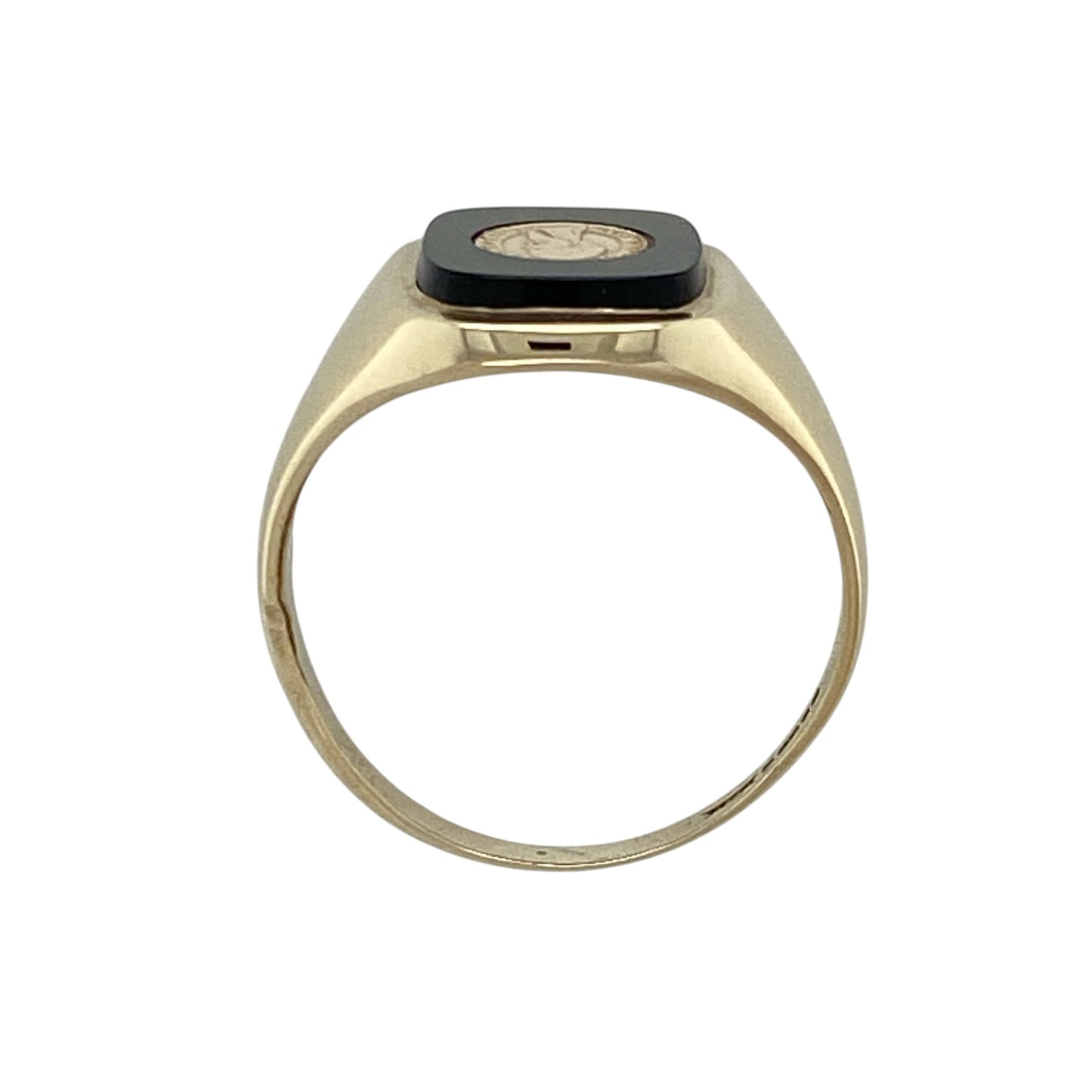 9ct Gold & Onyx Set Rectangle Coin Signet Ring