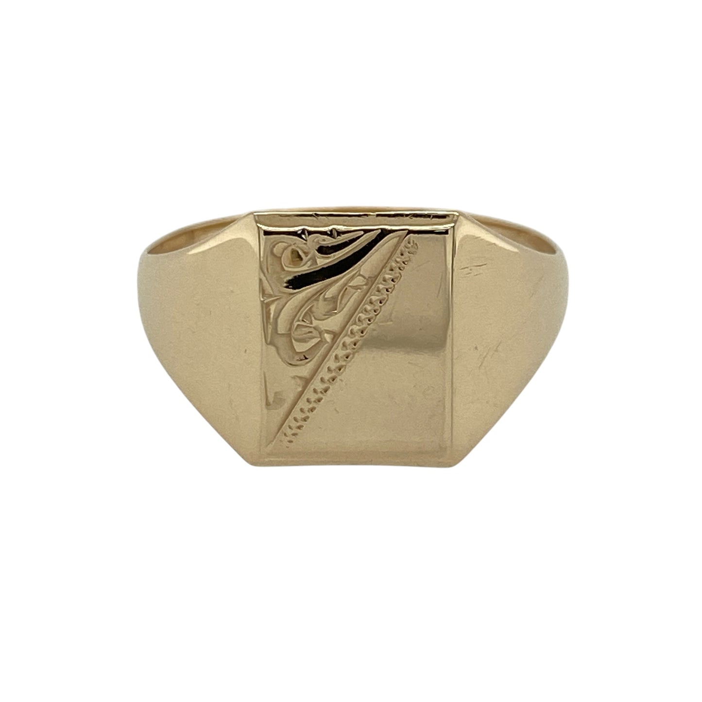 9ct Gold Patterned Rectangle Signet Ring