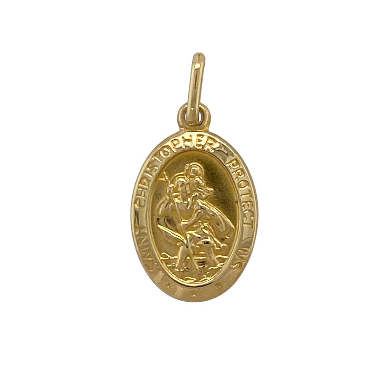 18ct Gold Oval St Christopher Pendant