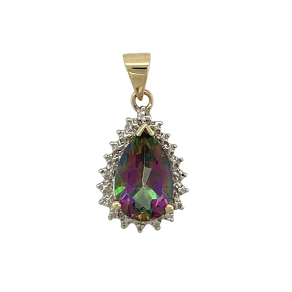 9ct Gold & Mystic Topaz Teardrop Pendant