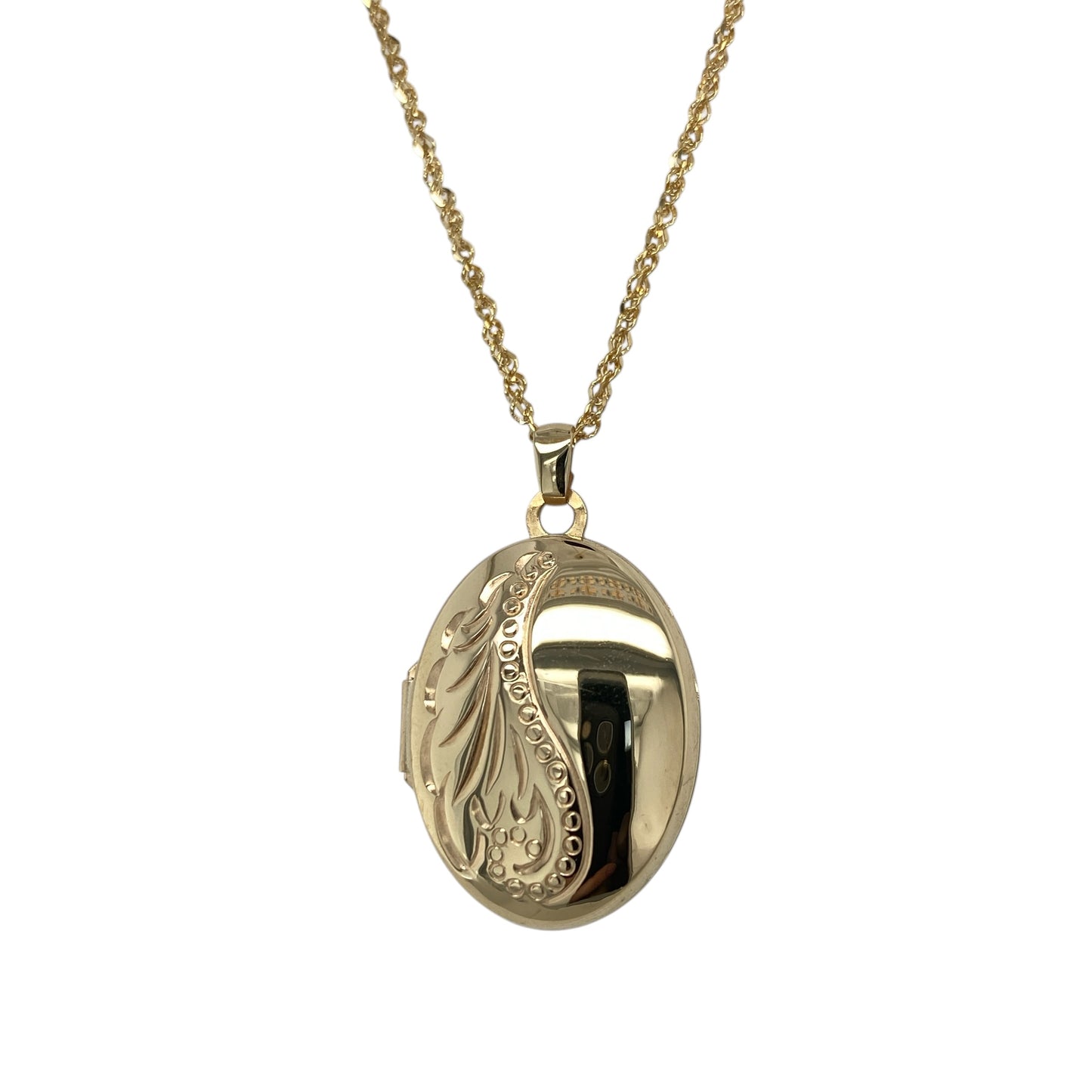 9ct Gold Oval Patterned Locket 18" Necklace