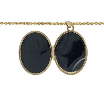9ct Gold Oval Patterned Locket 18" Necklace