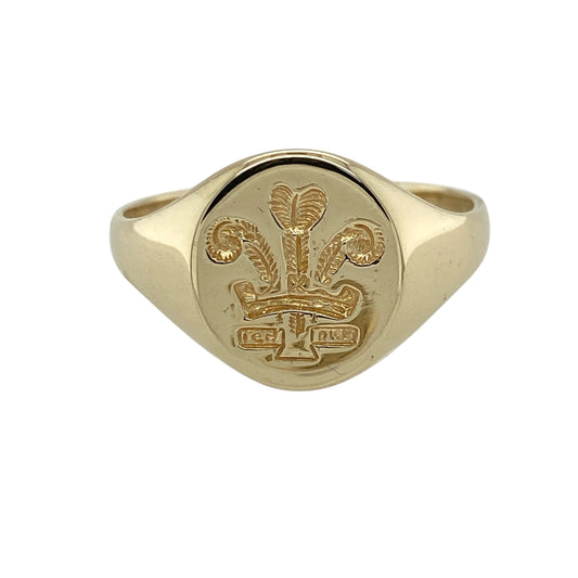 9ct Gold Welsh Three Feathers Signet Ring
